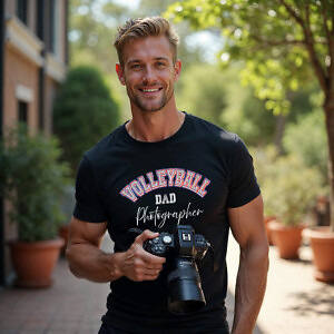 Shutter Swag Designs Volleyball Dad Photographer Softstyle Cotton T-Shirt