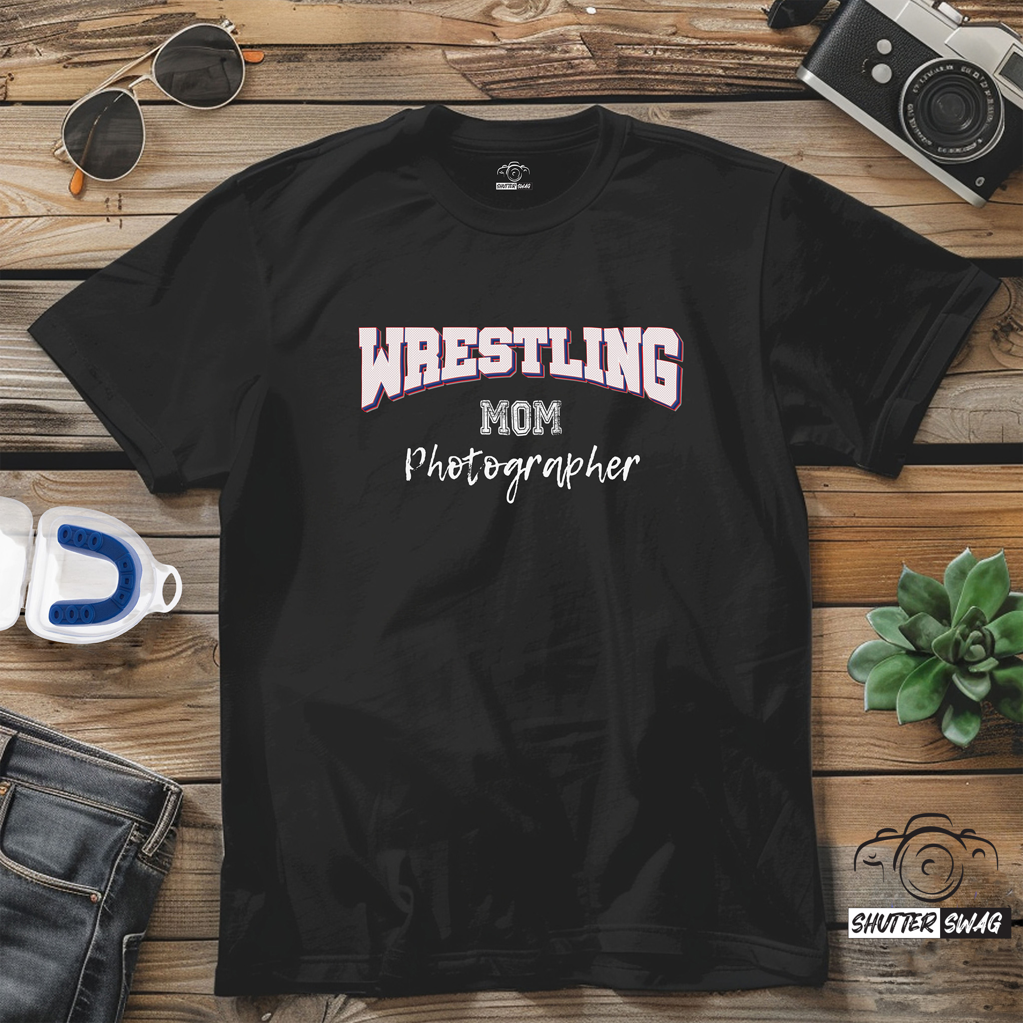 Shutter Swag Designs Wrestling Mom Photographer Softstyle Cotton T-Shirt