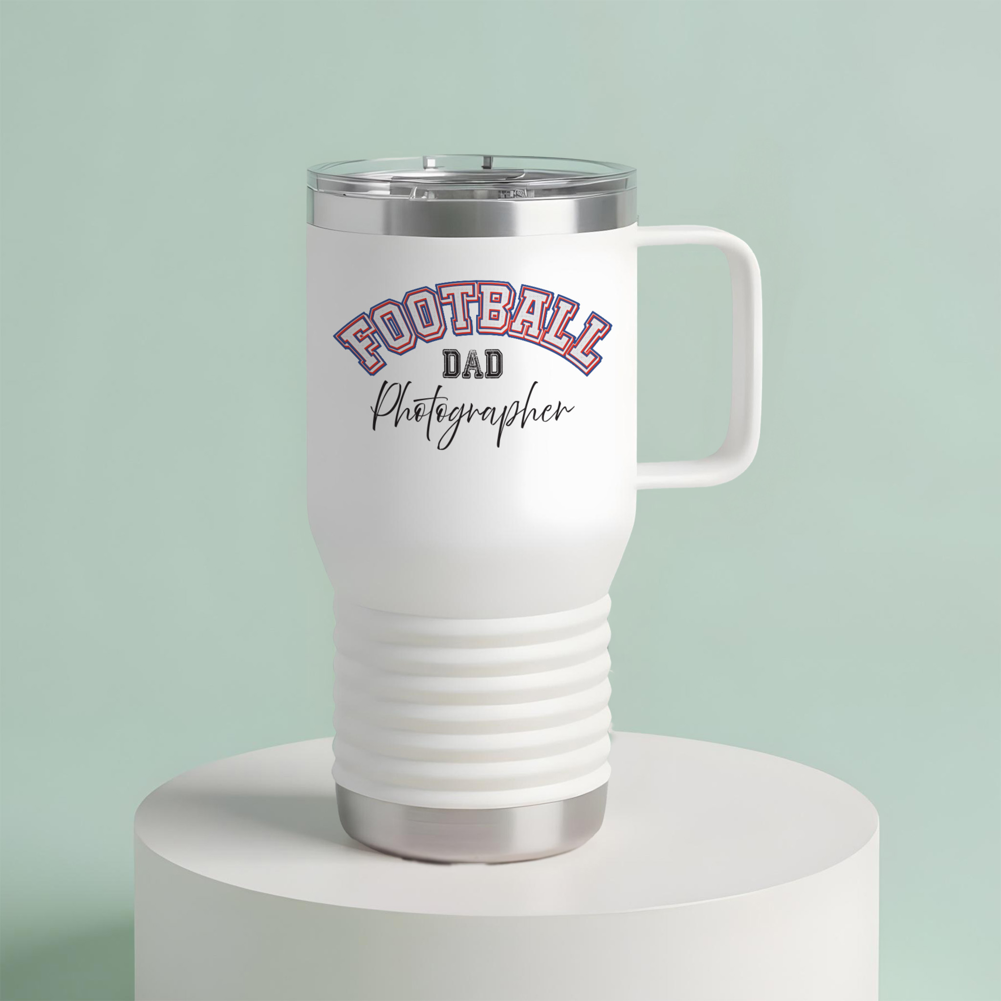 Football Dad Photographer Insulated 20oz Travel Mug - Image 6
