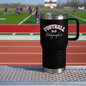 Shutter Swag Designs Football Dad Photographer 20oz Insulated Travel Mug