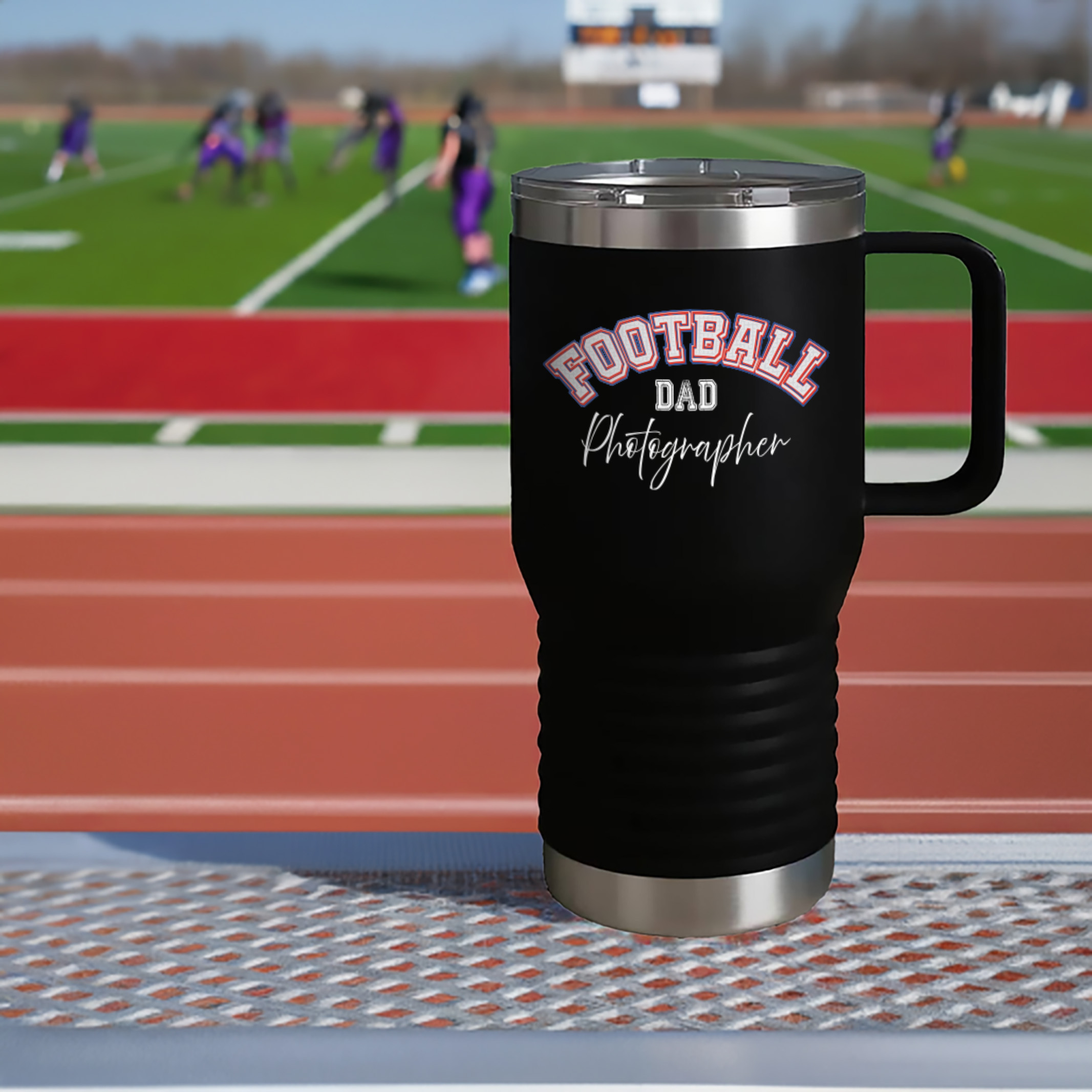 Shutter Swag Designs Football Dad Photographer 20oz Insulated Travel Mug
