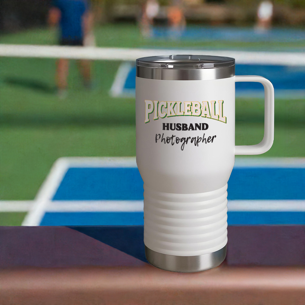 Shutter Swag Designs Pickleball Husband Photographer 20oz Insulated Travel Mug