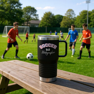 Shutter Swag Designs Soccer Dad Photographer 20oz Insulated Travel Mug