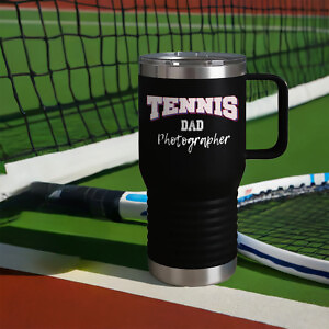 Shutter Swag Designs Tennis Dad Photographer 20oz Insulated Travel Mug