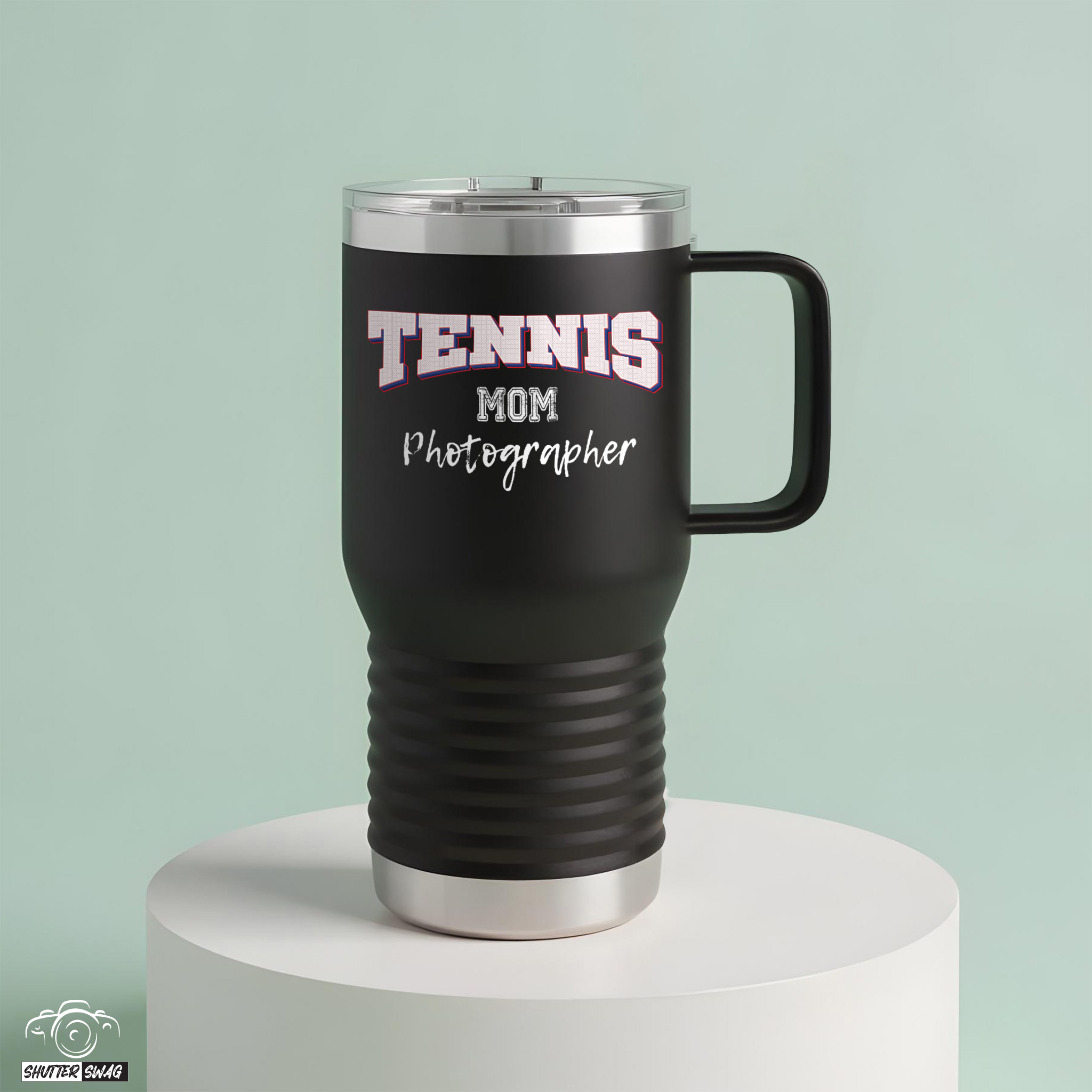 Shutter Swag Designs Tennis Mom Photographer 20oz Insulated Travel Mug