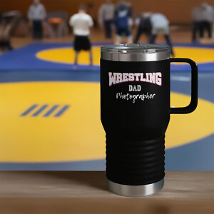 Shutter Swag Designs Wrestling Dad Photographer 20oz Insulated Travel Mug