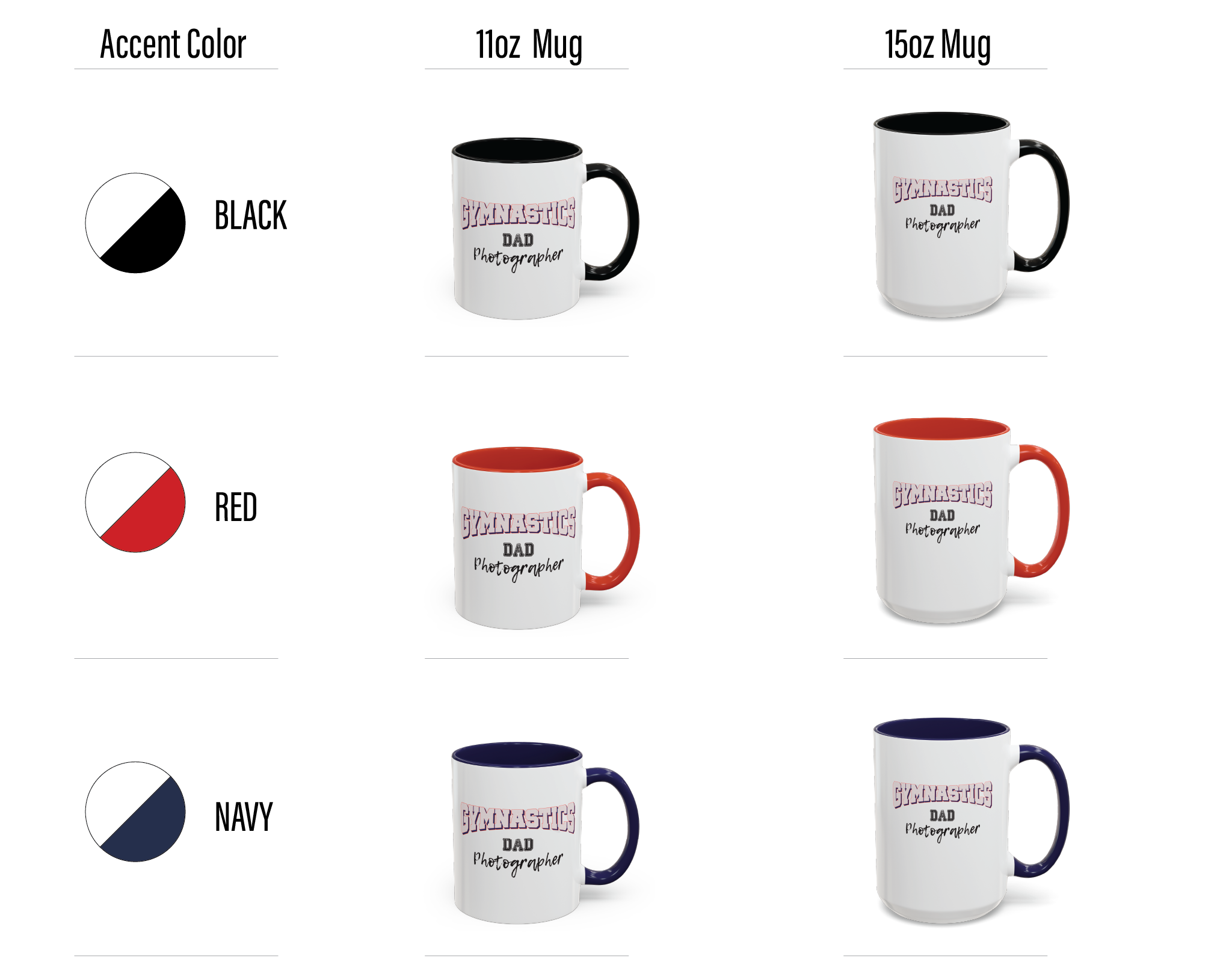Shutter Swag Designs Gymnastics Dad Photographer Accent Coffee Mug options