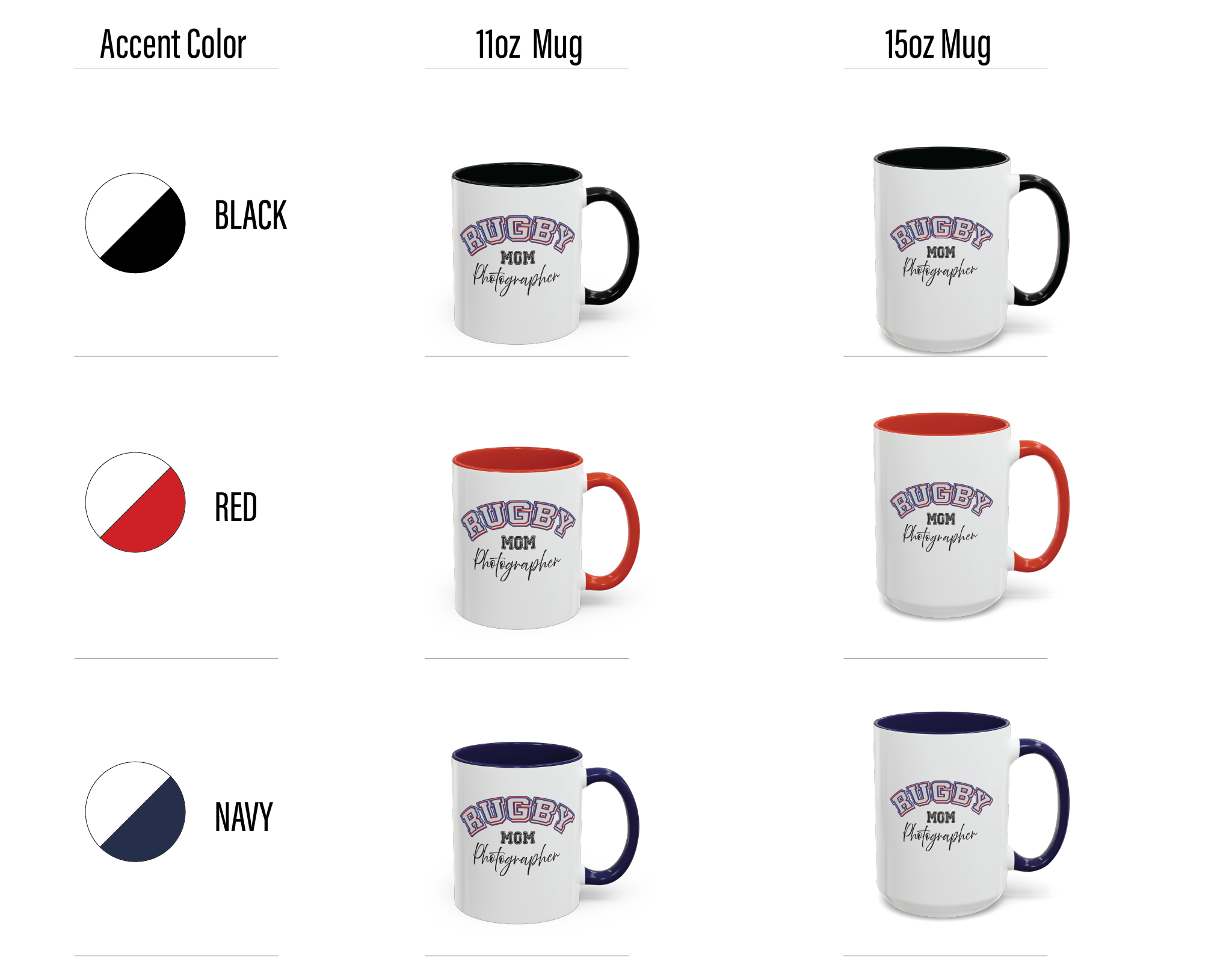 Shutter Swag Designs Rugby Mom Photographer Accent Mug options