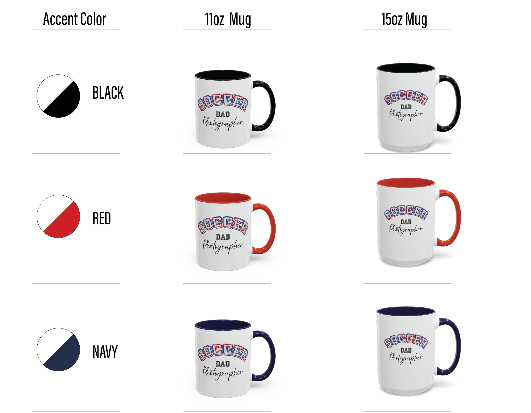 Shutter Swag Designs Soccer Dad Photographer Accent Mug options