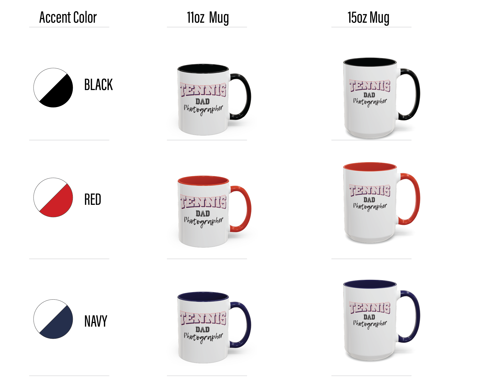 Shutter Swag Designs Tennis Dad Photographer Accent Mug options