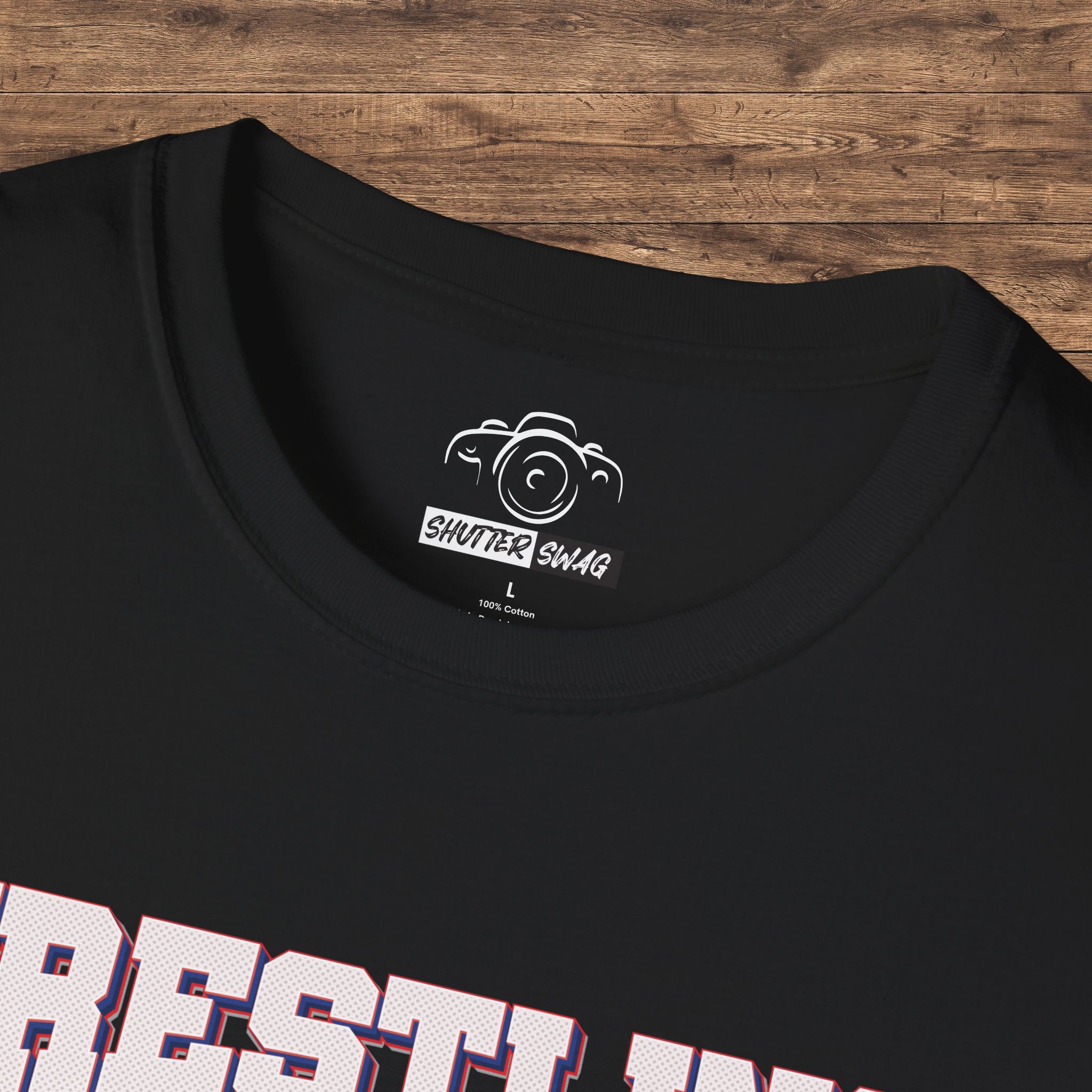 Shutter Swag Designs Wrestling Dad Photographer Softstyle Cotton T-Shirt
