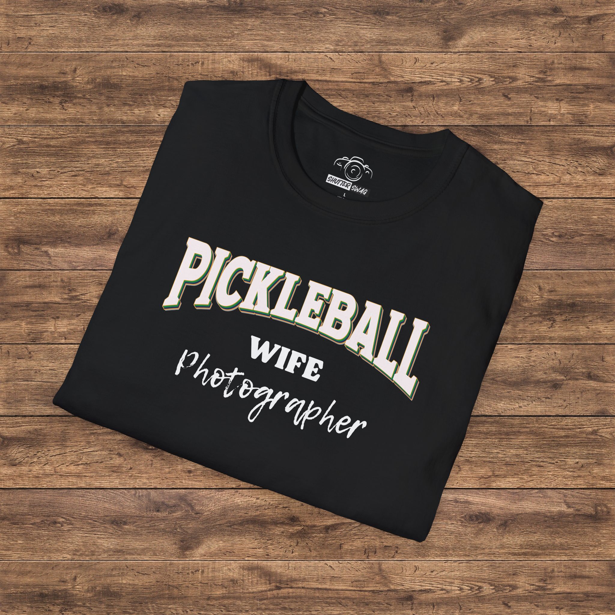 7248983592089886669_2048_custom.jpeg Shutter Swag Designs Pickleball Wife Photographer Softstyle Cotton T-Shirt