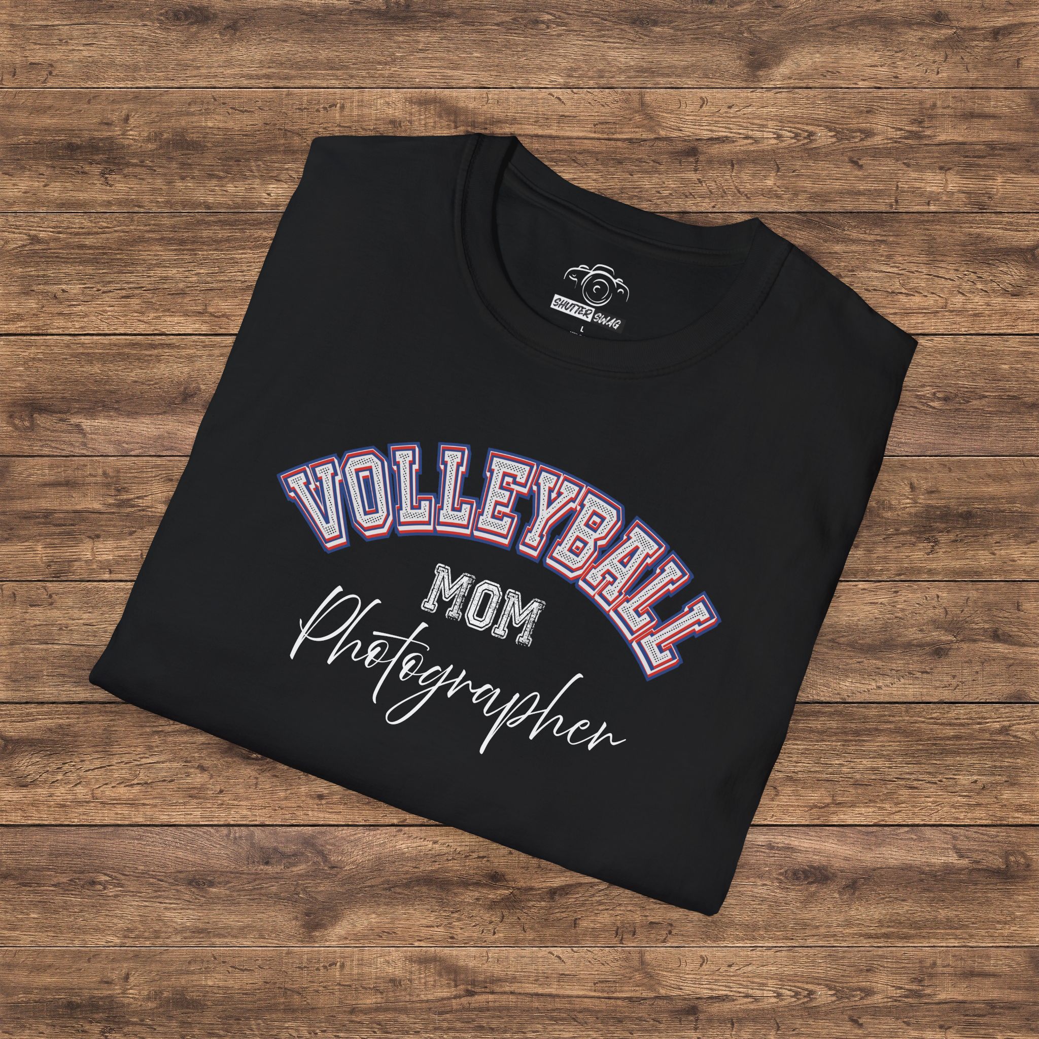 Shutter Swag Designs Volleyball Mom Photographer Softstyle Cotton T-Shirt