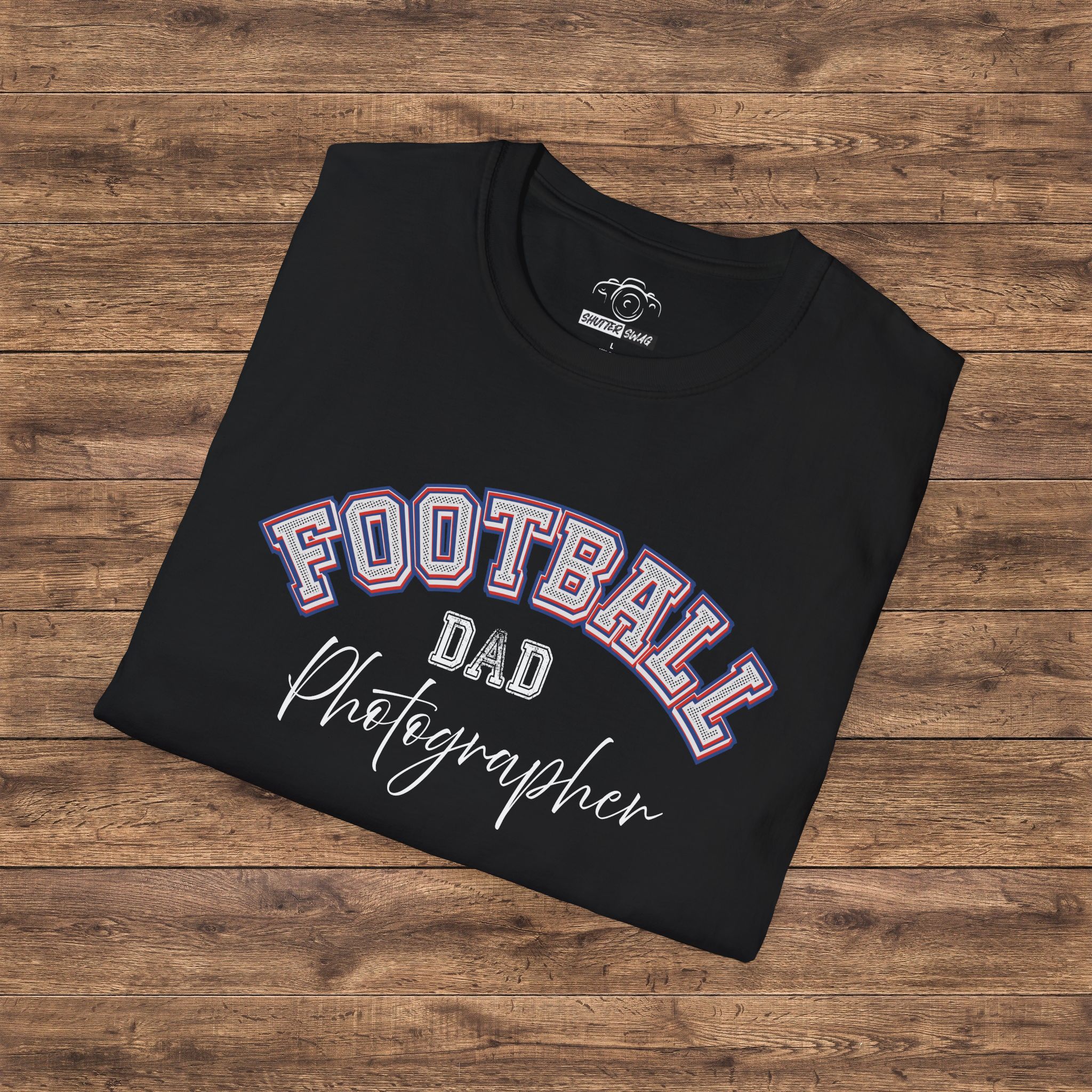 Shutter Swag Designs Football Dad Photographer Softstyle Cotton T-Shirt