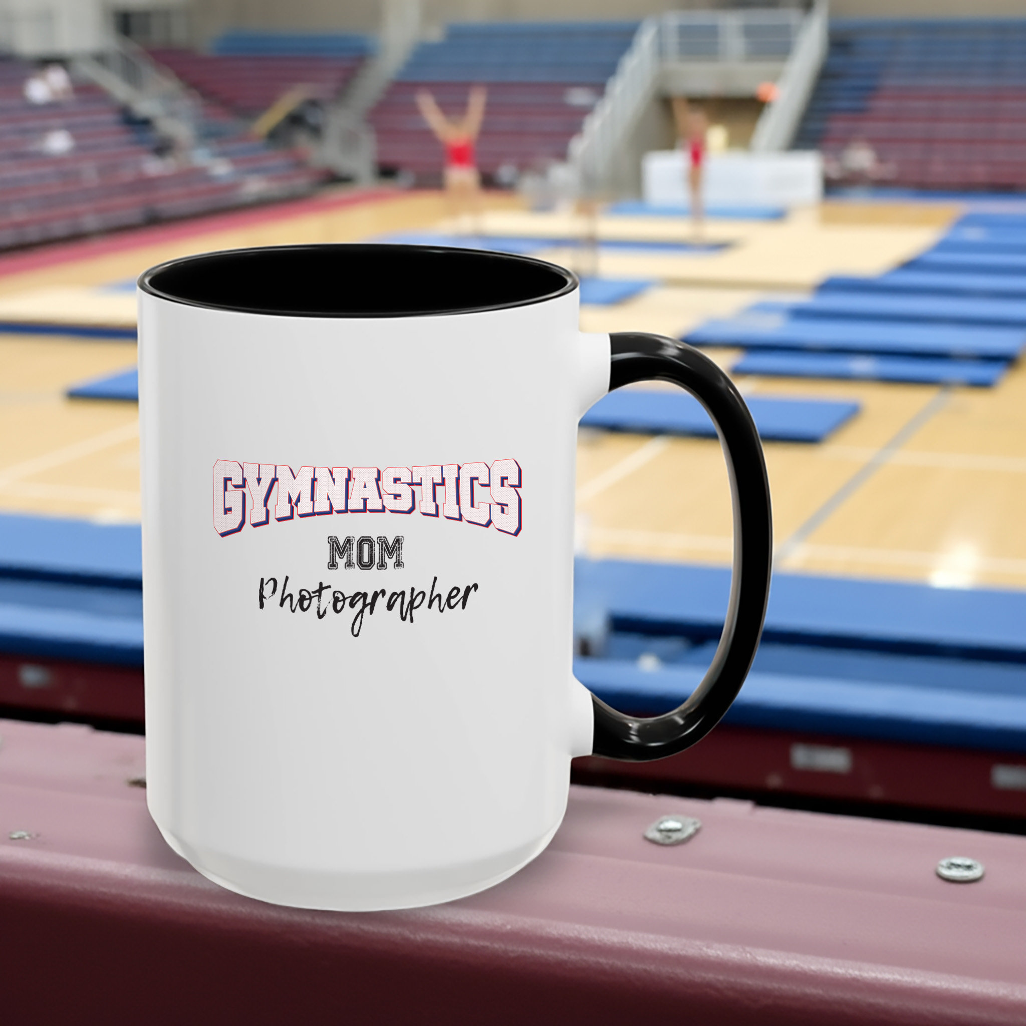 Shutter Swag Designs Gymnastics Mom Black 15oz Mug