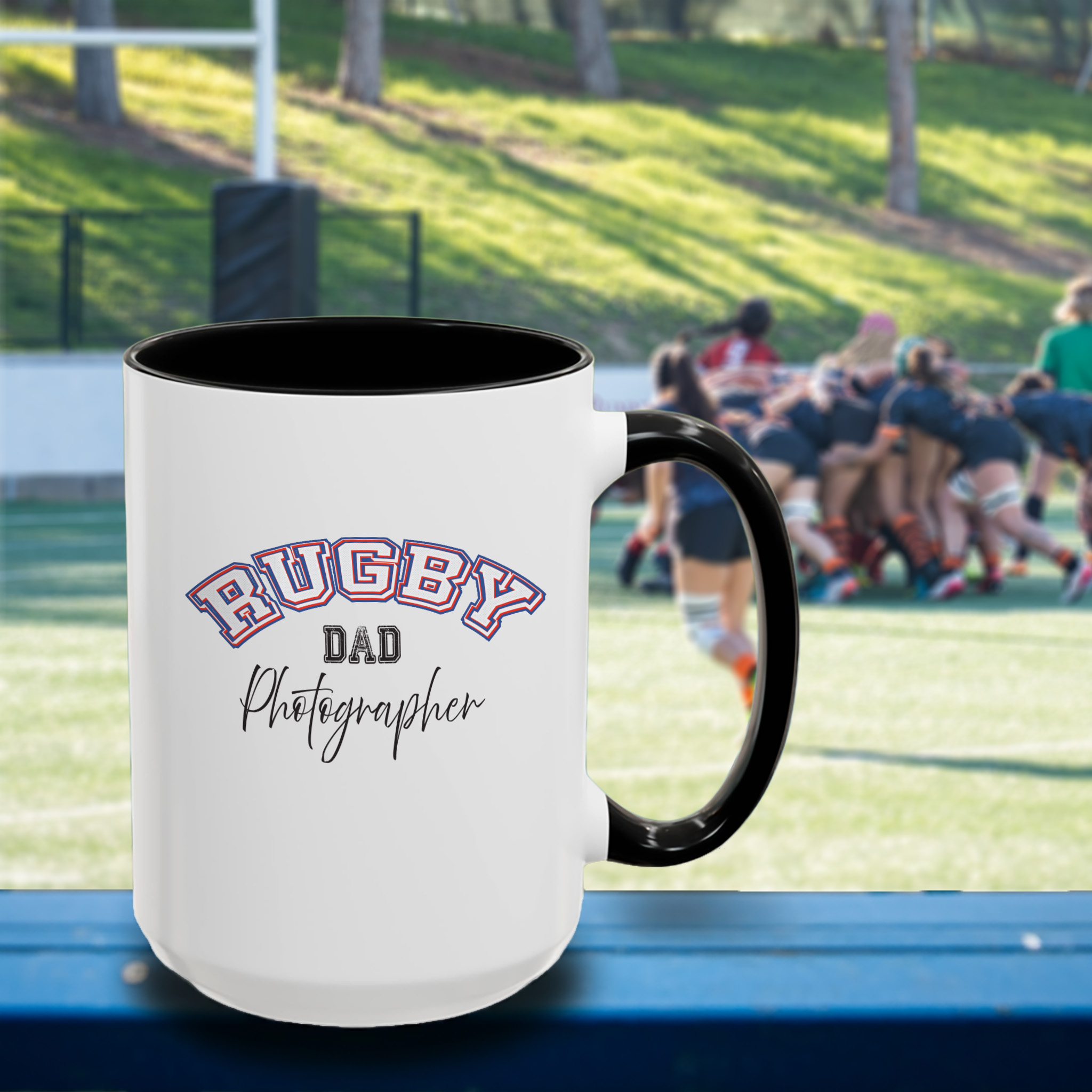 Shutter Swag Designs Rugby Dad Black 15oz Mug
