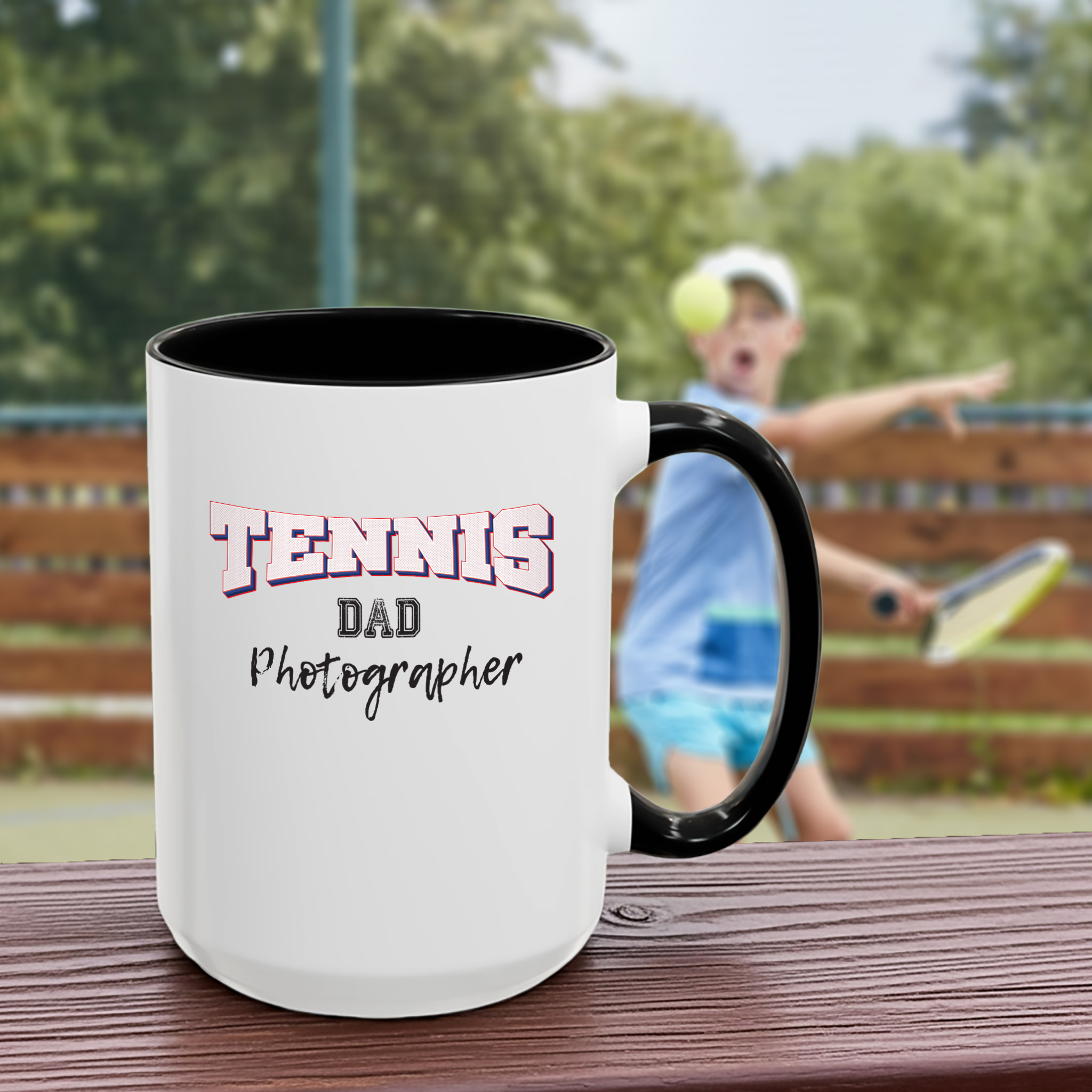 Shutter Swag Designs Tennis Dad Black 15oz Mug
