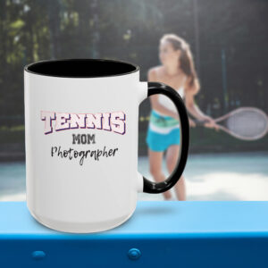 Shutter Swag Designs Tennis Mom Black 15oz Mug