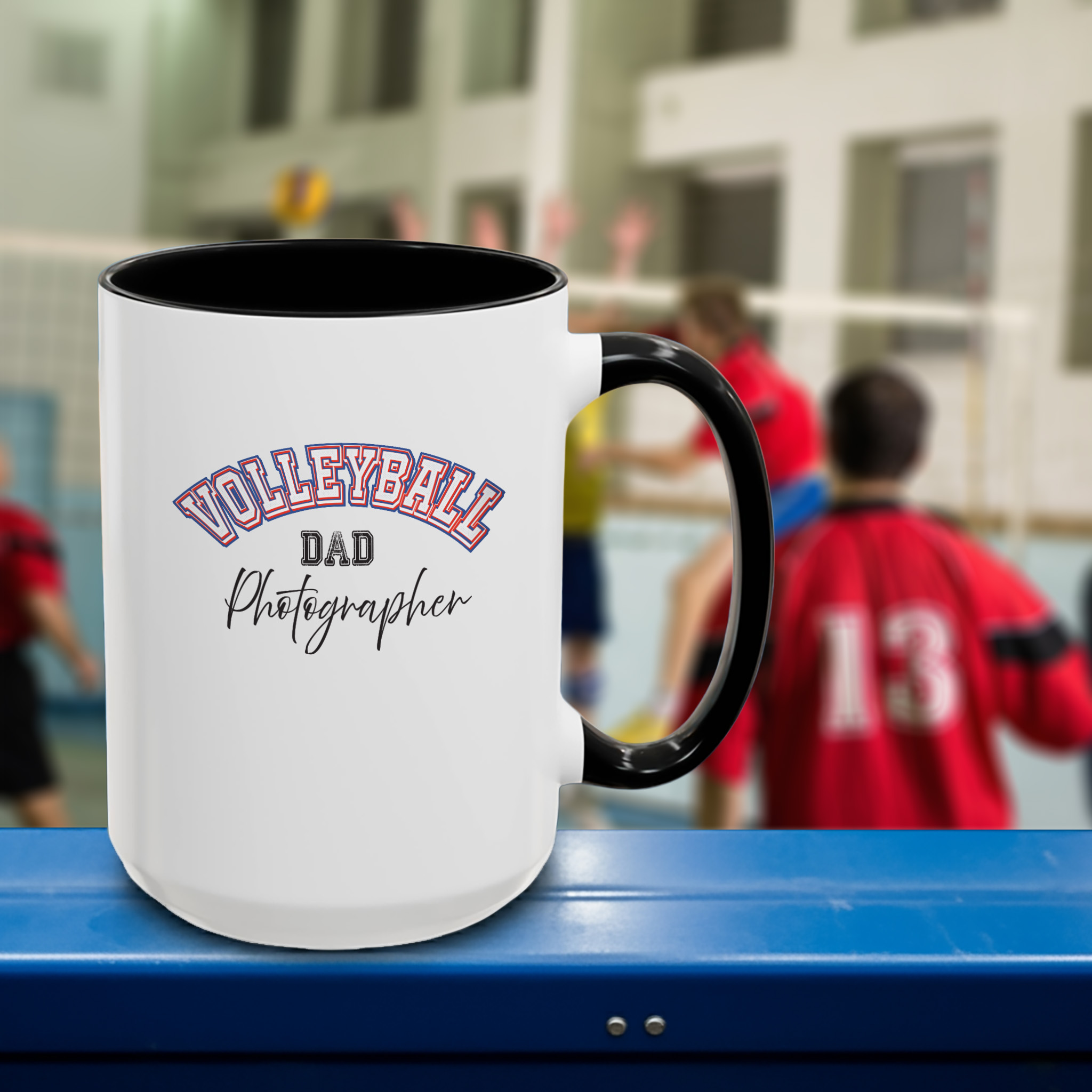 Volleyball Dad Photographers Accent Coffee Mug 15oz black
