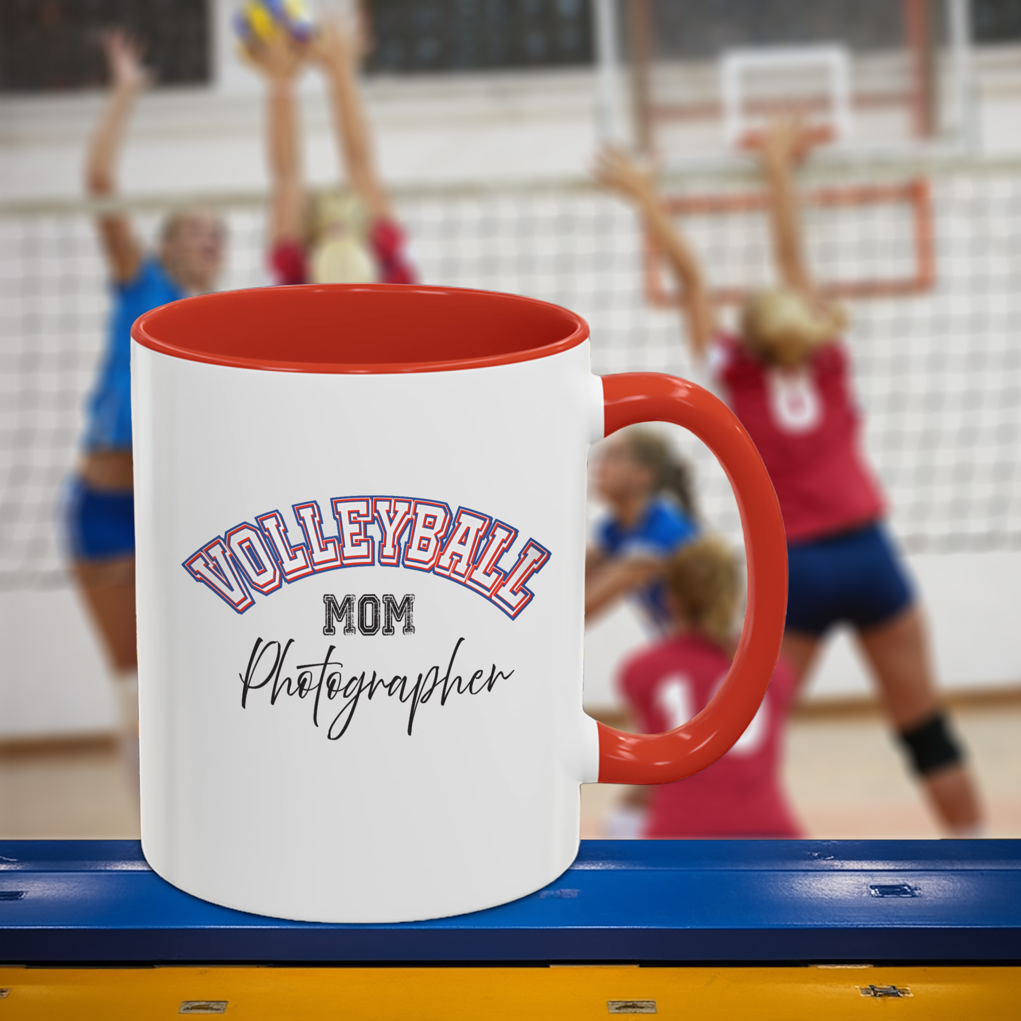 Volleyball Mom Photographer Accent Coffee Mug 11oz, red