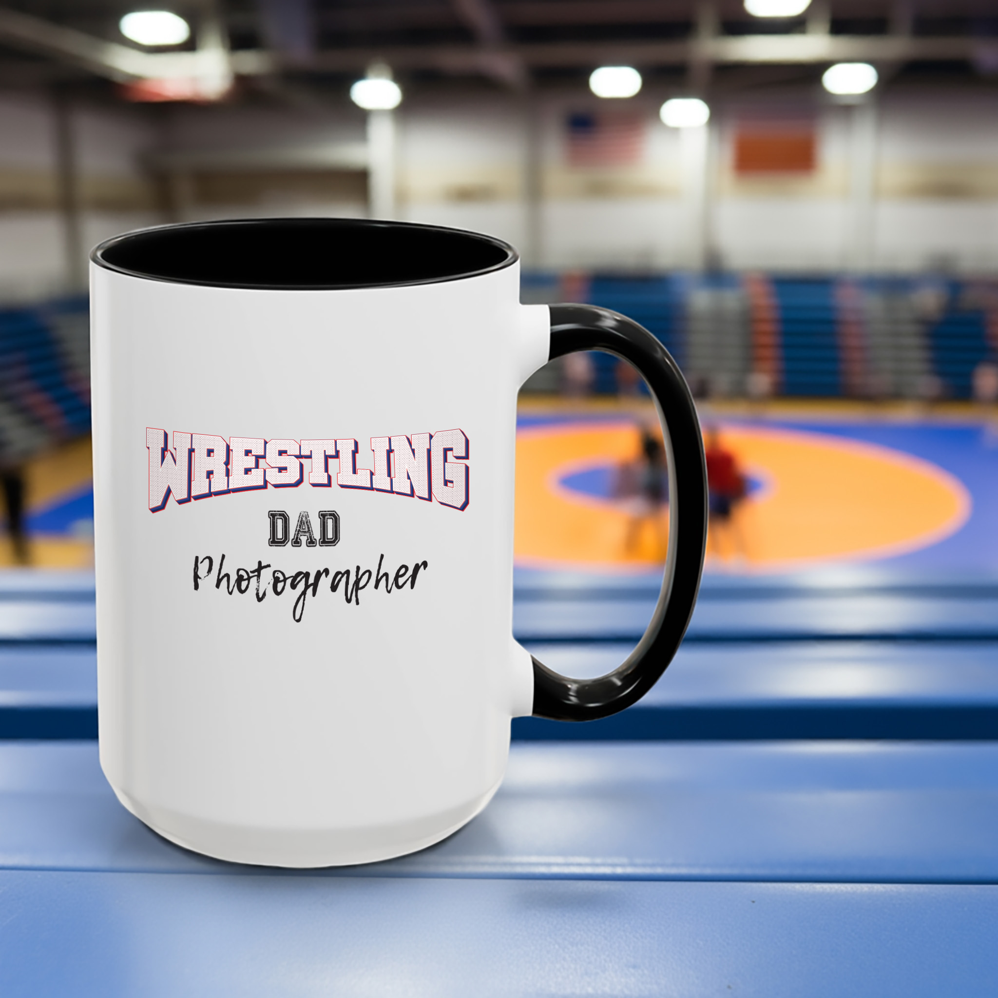 Wrestling Dad Photographers Accent Coffee Mug 15oz, black